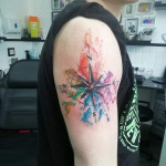 Colourful compass tattoo