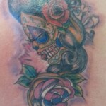 Colourful skull lady tattoo